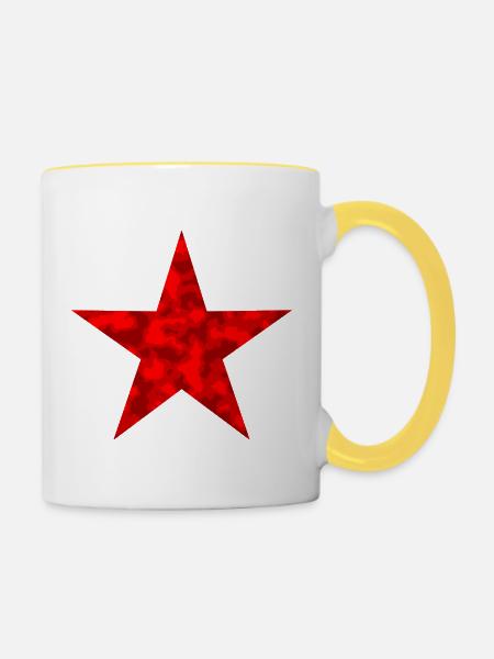 Stern Rot - Mit Camouflage Muster - Tasse zweifarbig - Weiß/Gelb