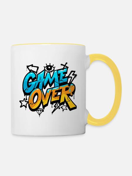 Spiel vorbei Neon Splash - Tasse zweifarbig - Weiß/Gelb