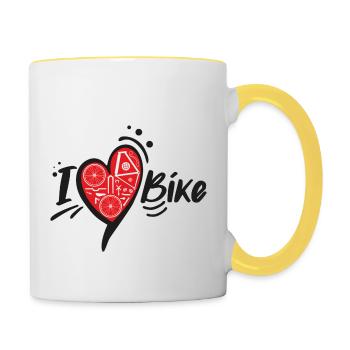 Heart Bike & Pedals - Contrasting Mug - white/yellow - Right
