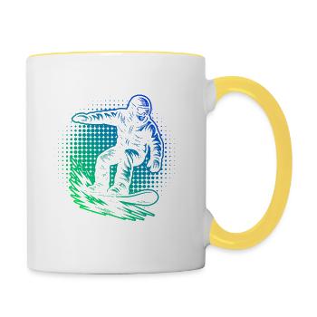 Snowboard Power Snowboard Design - Tasse zweifarbig - Weiß/Gelb - Rechts