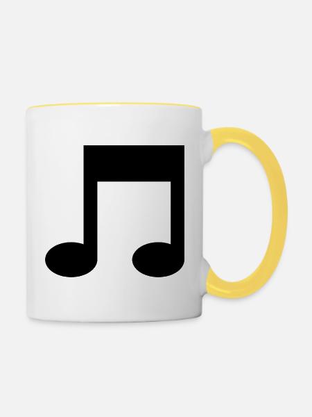 Musiknote - Tasse zweifarbig - Weiß/Gelb