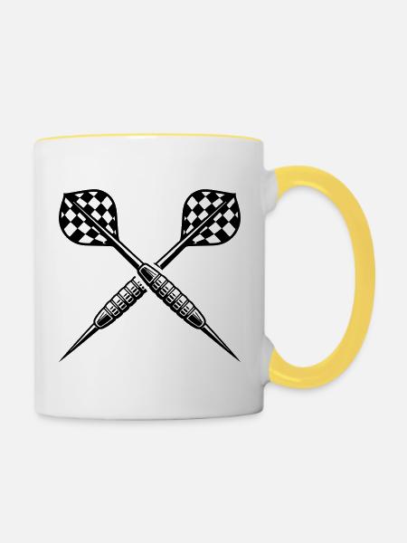 Wurfpfeil Darts Dartpfeil - Tasse zweifarbig - Weiß/Gelb