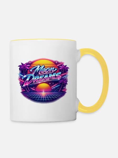 Moon Dreams Neon Retro Sunset - Tasse zweifarbig - Weiß/Gelb