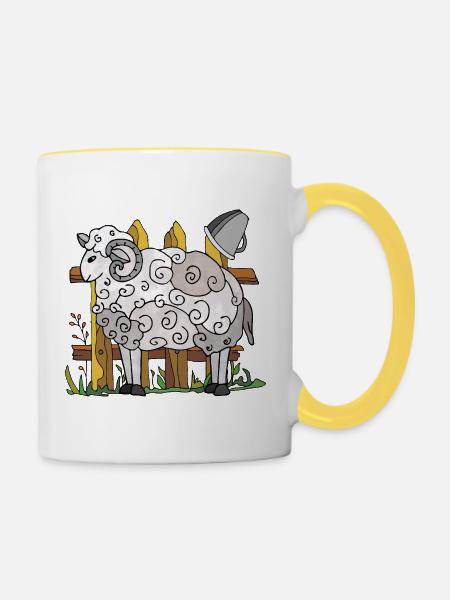 Widder - Tasse zweifarbig - Weiß/Gelb