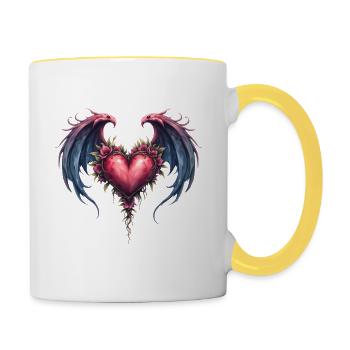 Floral winged heart - Contrasting Mug - white/yellow - Right