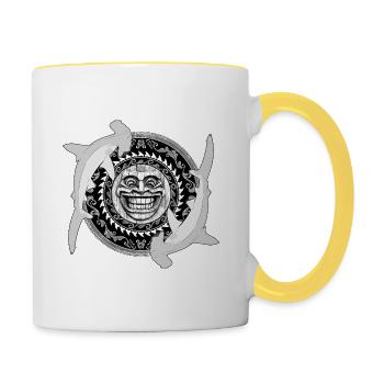 Tiki Requin Marteau - Mug contrasté - blanc/jaune - Droite