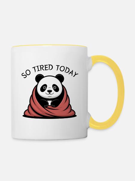 Panda Kuscheltraum unter Decke - Tasse zweifarbig - Weiß/Gelb