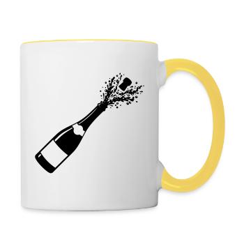 Funkelnde Flaschenpop-Silhouette - Tasse zweifarbig - Weiß/Gelb - Rechts