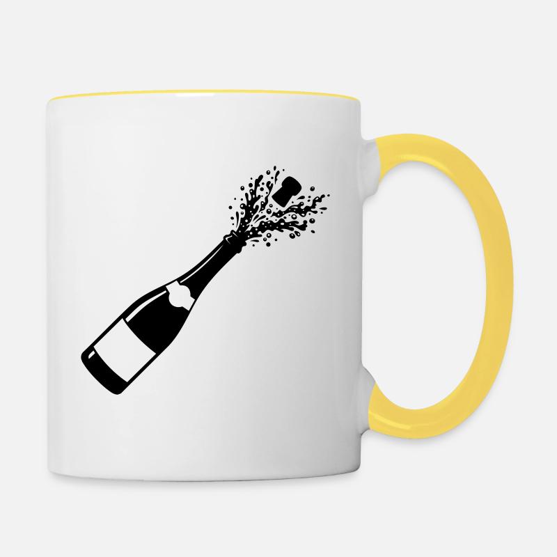 Funkelnde Flaschenpop-Silhouette - Tasse zweifarbig - Weiß/Gelb