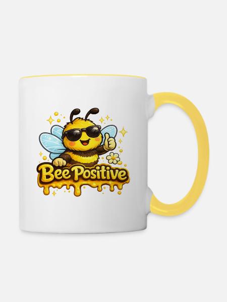 Bee Positiv - Tasse zweifarbig - Weiß/Gelb