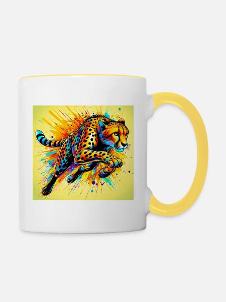 Gepard - Tasse zweifarbig - Weiß/Gelb