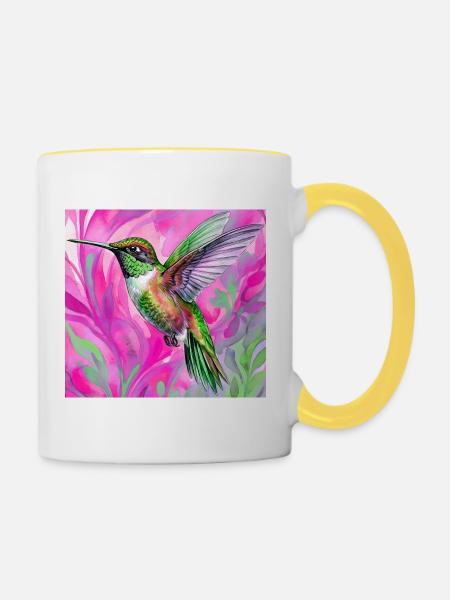 Kolibri - Tasse zweifarbig - Weiß/Gelb