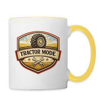 Traktor Modus Emblem - Tasse zweifarbig - Weiß/Gelb - Rechts
