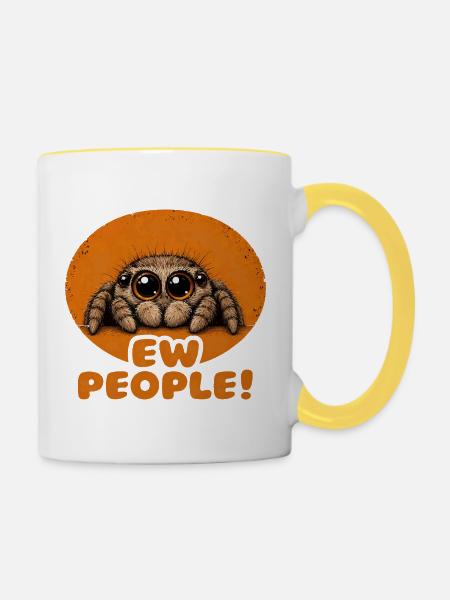 Ew People! Niedliche Spinne - Tasse zweifarbig - Weiß/Gelb