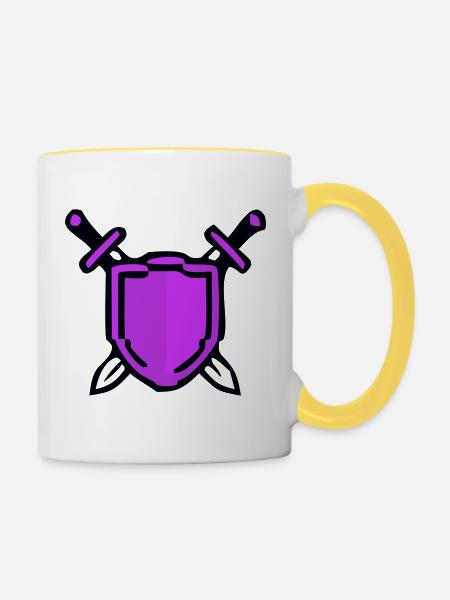 RPG Schild Schwerter Wappen - Tasse zweifarbig - Weiß/Gelb