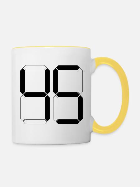 NUMMER 45 Fünfundvierzig Geschenk Digital - Tasse zweifarbig - Weiß/Gelb