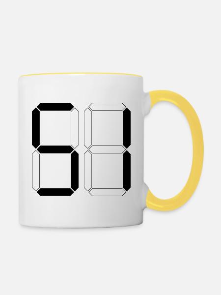 NUMMER 51 Einundfünfzig Geschenk Digital - Tasse zweifarbig - Weiß/Gelb
