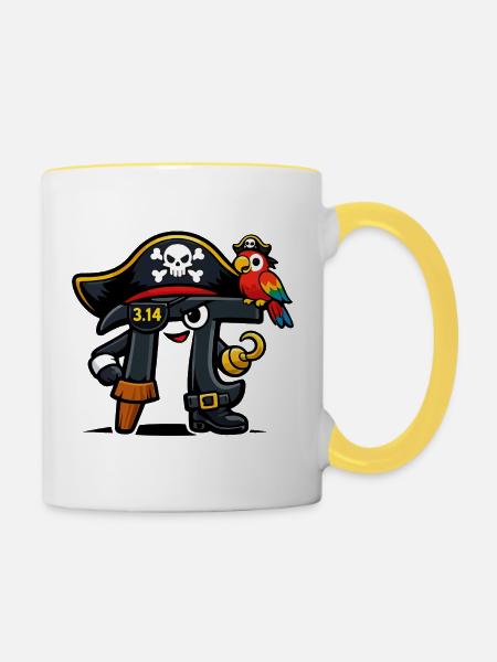 Pi-Raten Mathe Pi Day Pirat Design - Tasse zweifarbig - Weiß/Gelb