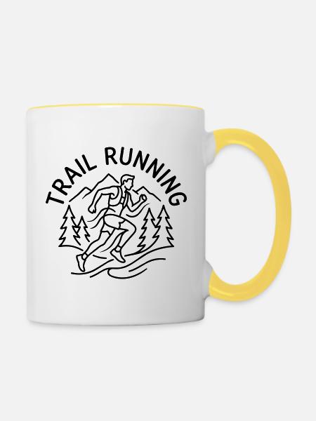 Trailrunning - Tasse zweifarbig - Weiß/Gelb