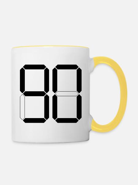 NUMMER 90 Neunzig Geschenk Digital - Tasse zweifarbig - Weiß/Gelb