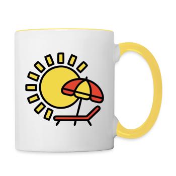 Beach lounger Sun Parasol Summer holiday - Contrasting Mug - white/yellow - Right