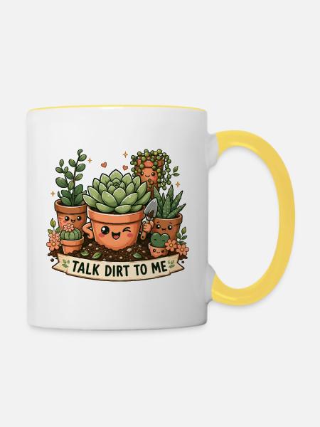 Sprich Dreck Mit Mir, Süße - Tasse zweifarbig - Weiß/Gelb