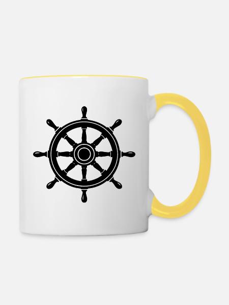 Steuerrad - Tasse zweifarbig - Weiß/Gelb