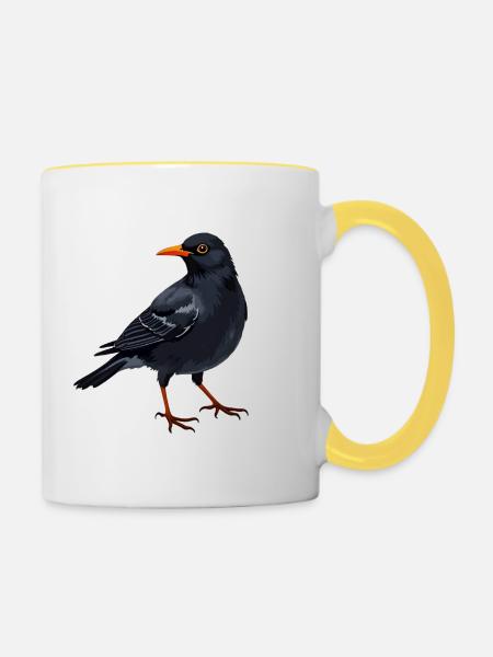 Amsel - Tasse zweifarbig - Weiß/Gelb