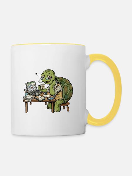 Monday Mood Turtle - Tasse zweifarbig - Weiß/Gelb