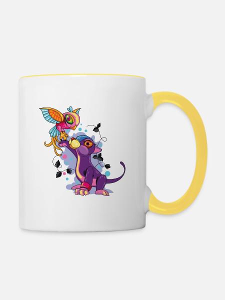 Be Happy - Tasse zweifarbig - Weiß/Gelb