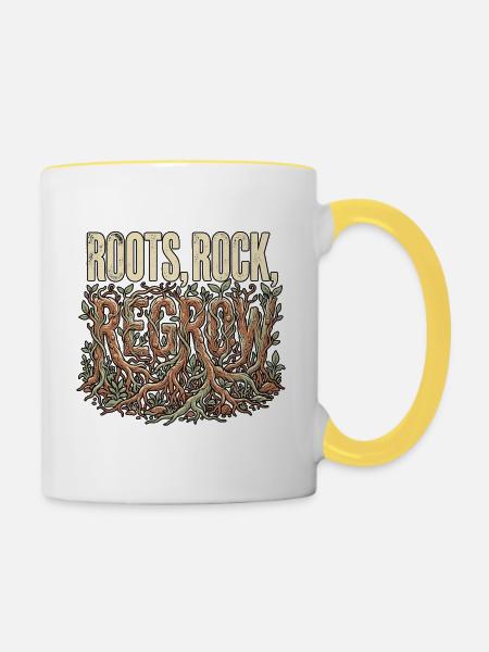 Roots Rock Dub - Tasse zweifarbig - Weiß/Gelb