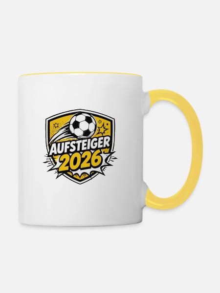 aufsteiger-2026- - Tasse zweifarbig - Weiß/Gelb
