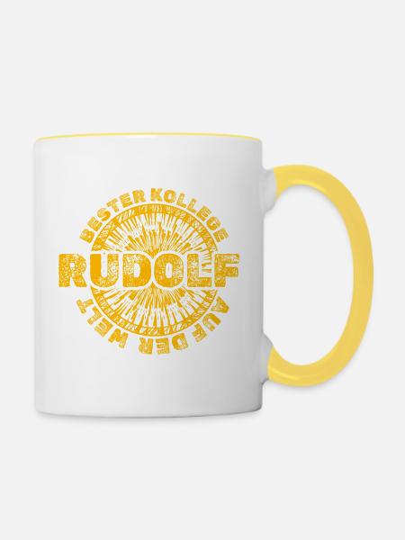 Rudolf als Kollege - Tasse zweifarbig - Weiß/Gelb
