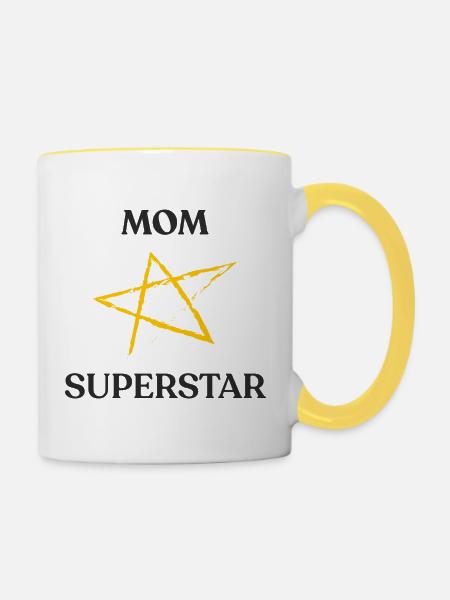 Mama SUPERSTAR - Tasse zweifarbig - Weiß/Gelb