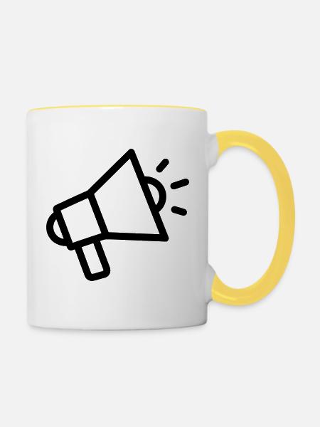 Megaphon - Tasse zweifarbig - Weiß/Gelb