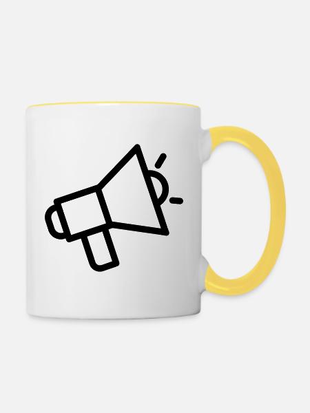 Megaphon - Tasse zweifarbig - Weiß/Gelb