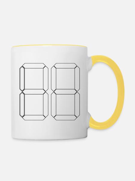 NUMMER 38 Achtunddreißig Geschenk Digital - Tasse zweifarbig - Weiß/Gelb
