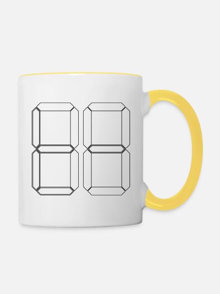 NUMMER 70 Siebzig Geschenk Digital - Tasse zweifarbig - Weiß/Gelb
