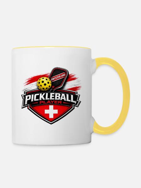 Pickleball SCHWEIZ - Tasse zweifarbig - Weiß/Gelb