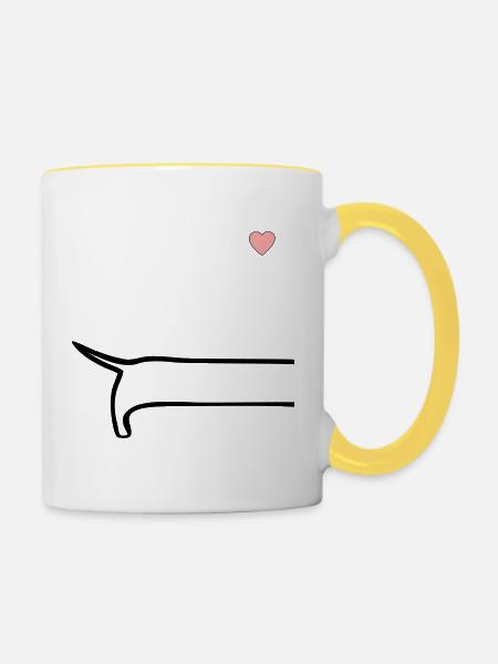 Minimalistisch Hunde Rücken - Tasse zweifarbig - Weiß/Gelb