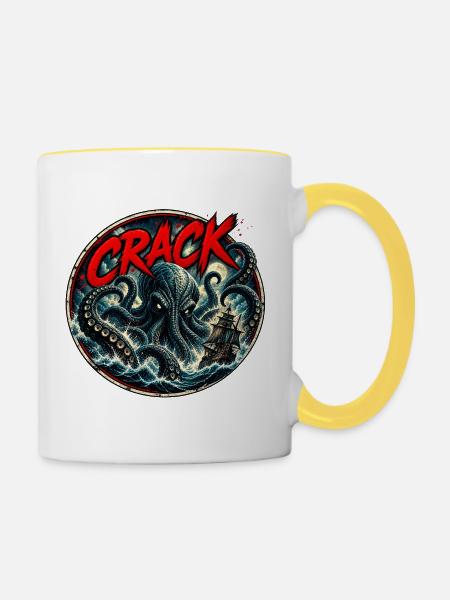 Das Knacken der Meere - Tasse zweifarbig - Weiß/Gelb