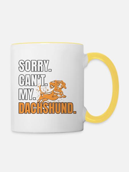 Dackel Dachshund - Tasse zweifarbig - Weiß/Gelb