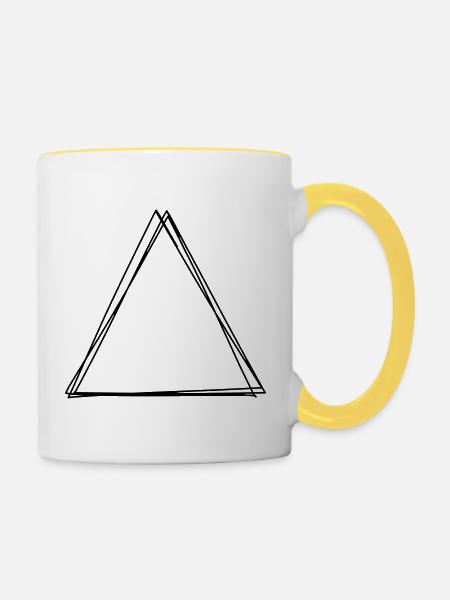Dreieck handgezeichnet - Tasse zweifarbig - Weiß/Gelb