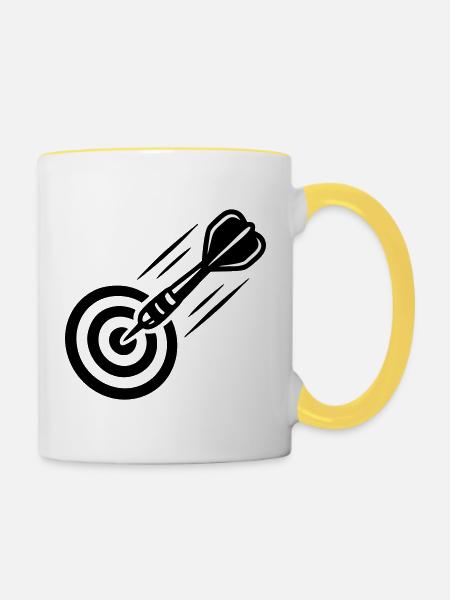 Fliegender Dartpfeil Icon - Tasse zweifarbig - Weiß/Gelb