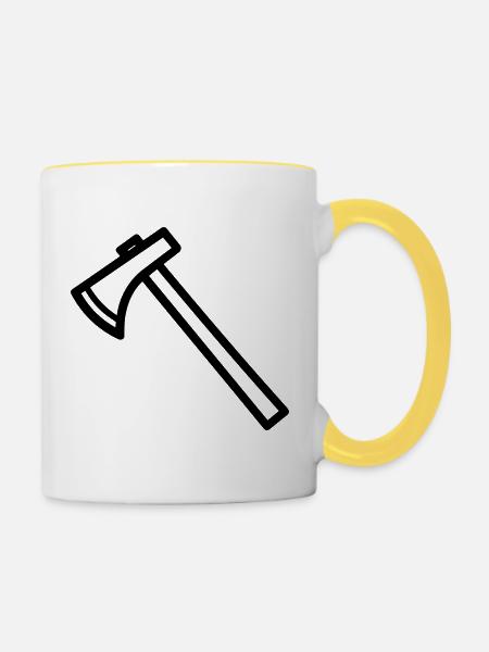 Axt - Tasse zweifarbig - Weiß/Gelb