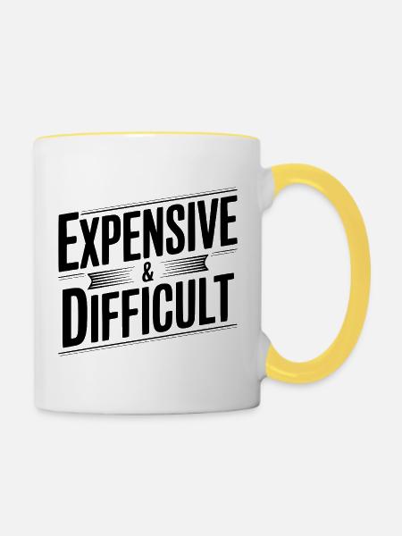 Teuer und schwierig - Tasse zweifarbig - Weiß/Gelb