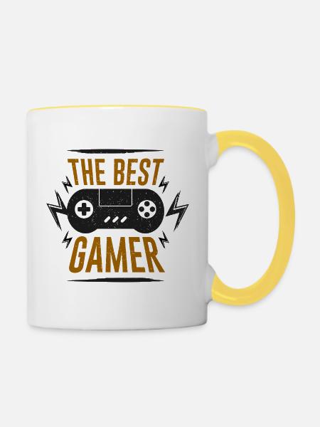 Das beste Gamer-Controller-Emblem - Tasse zweifarbig - Weiß/Gelb
