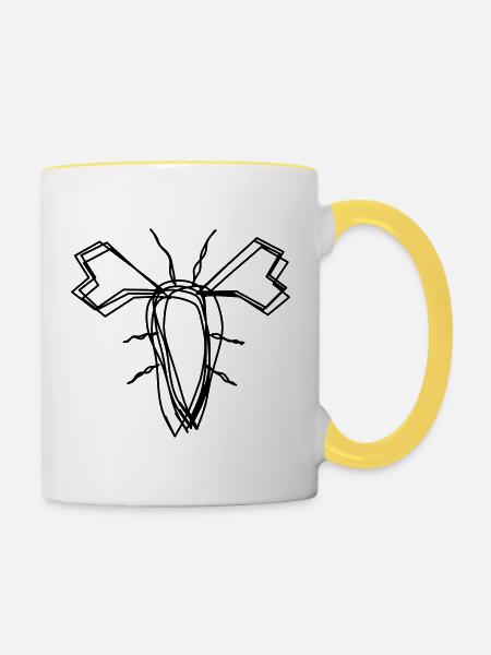 Hummer handgezeichnet - Tasse zweifarbig - Weiß/Gelb