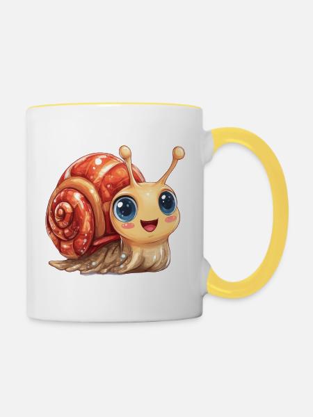 Kuschelschnelle Schnecke - Tasse zweifarbig - Weiß/Gelb