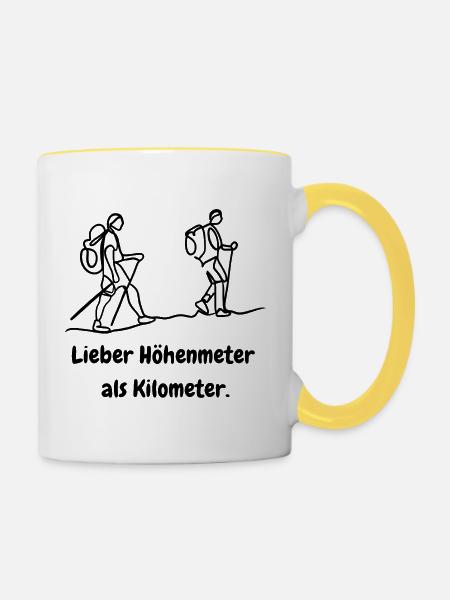 lieber höhenmeter als kilomenter - Tasse zweifarbig - Weiß/Gelb